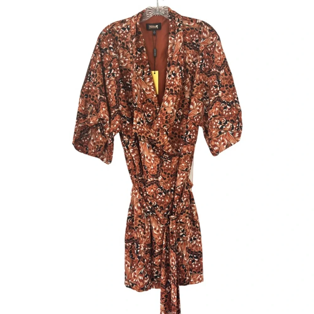 ALEXIA ADMOR Dolman Sleeve Wrap Dress Butterfly Print brown Size 10